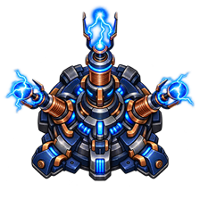Torre Volt: bobinas eléctricas de color celeste.